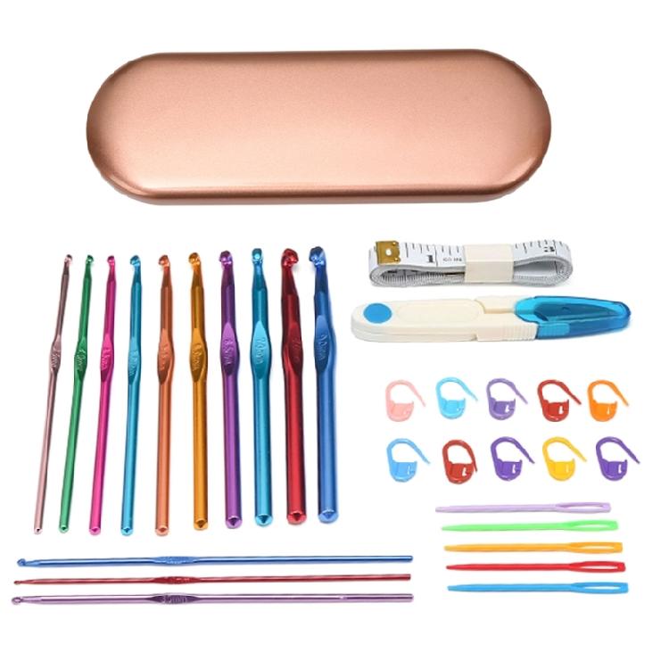 

Beginner Crochet Kits Include Ergonomic Hooks, Knitting Needle, Sewing Marker рожевий колір золота