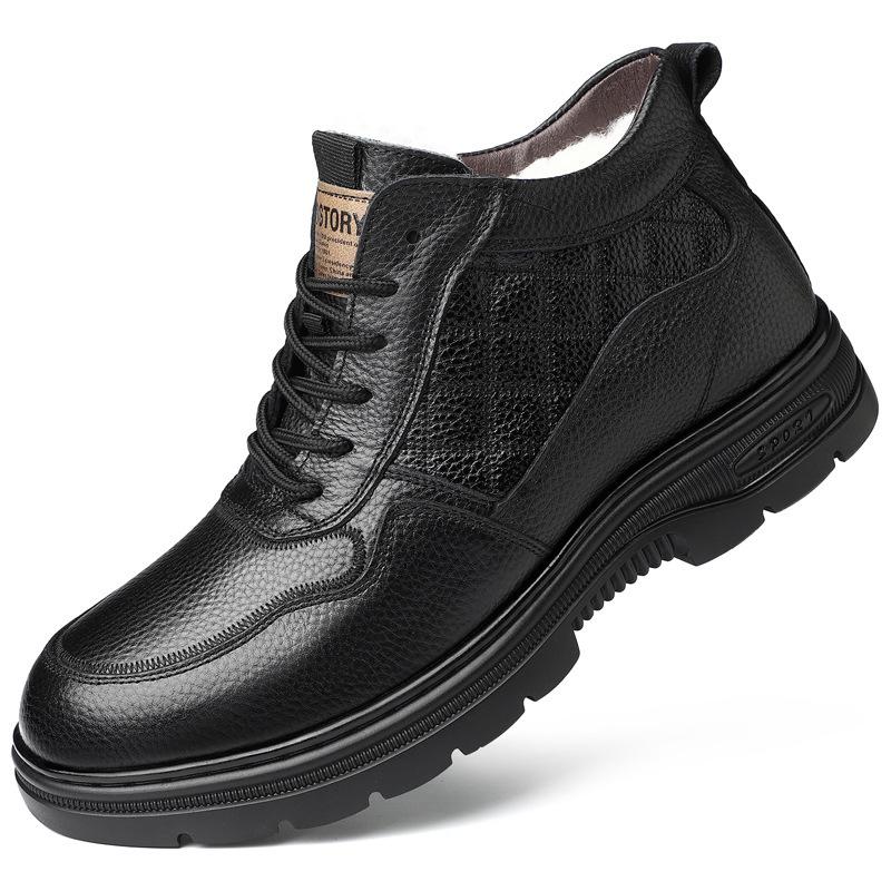 Schneestiefel Herren 2025 Winter neu Leder Samt warm Nordosten große Baumwollschuhe kältebeständig verdickt Baumwolle Lederschuhe Herrenschuhe