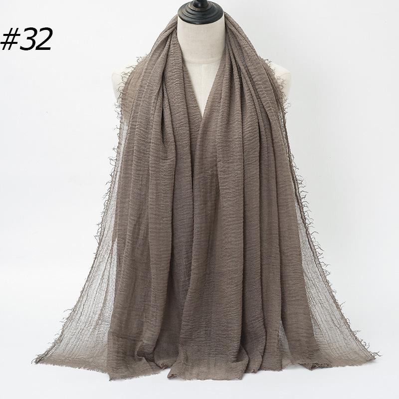 New Pleated Monochrome Cotton Solid Color Scarf, Naturally Pleated Human Cotton Hair Beard Edge Large Size Women's Headscarf B