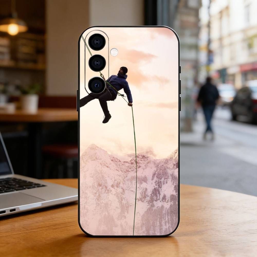 R-Rock Climbing Wall Phone Case For Samsung Galaxy A73,A72,A71,A70,A53,A52,A51,Others Soft Black Cover