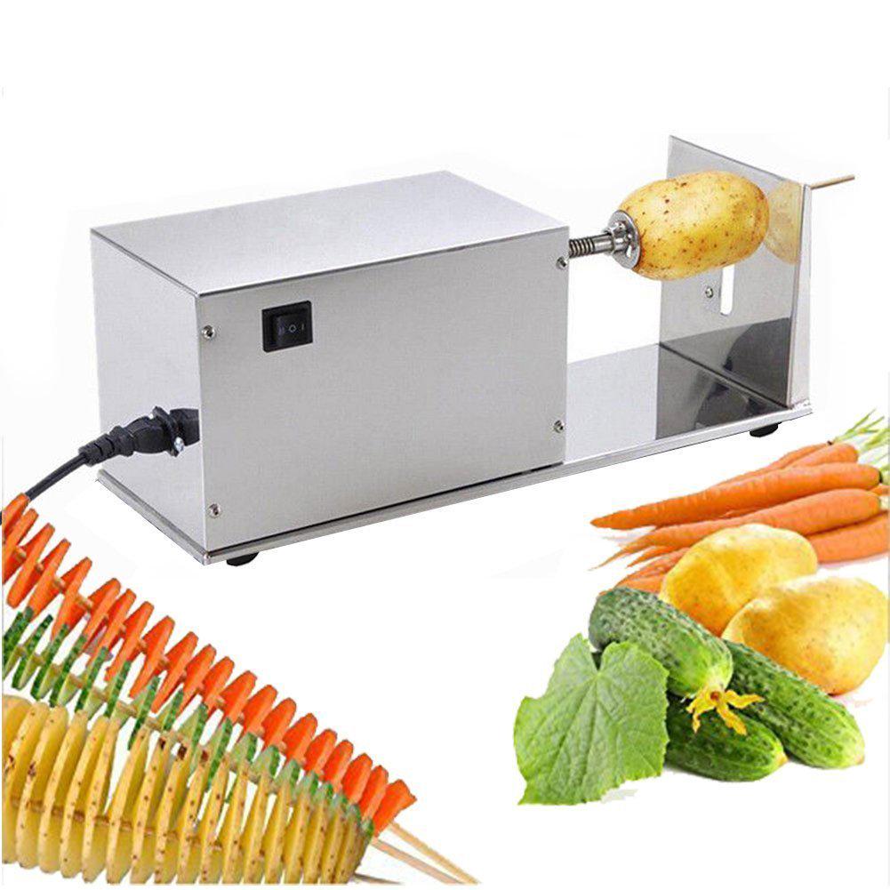 Electric Stainless Steel Tornado Potato Slicer: Commercial and Household Kitchen Equipment for Rapid Potato Chip Making.