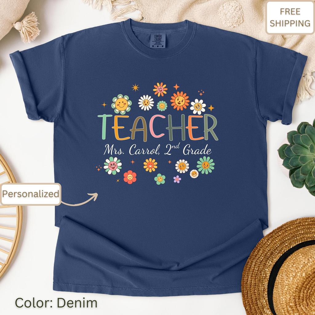 Personalized Teacher Appreciation T-Shirt: Floral Thank You Gift