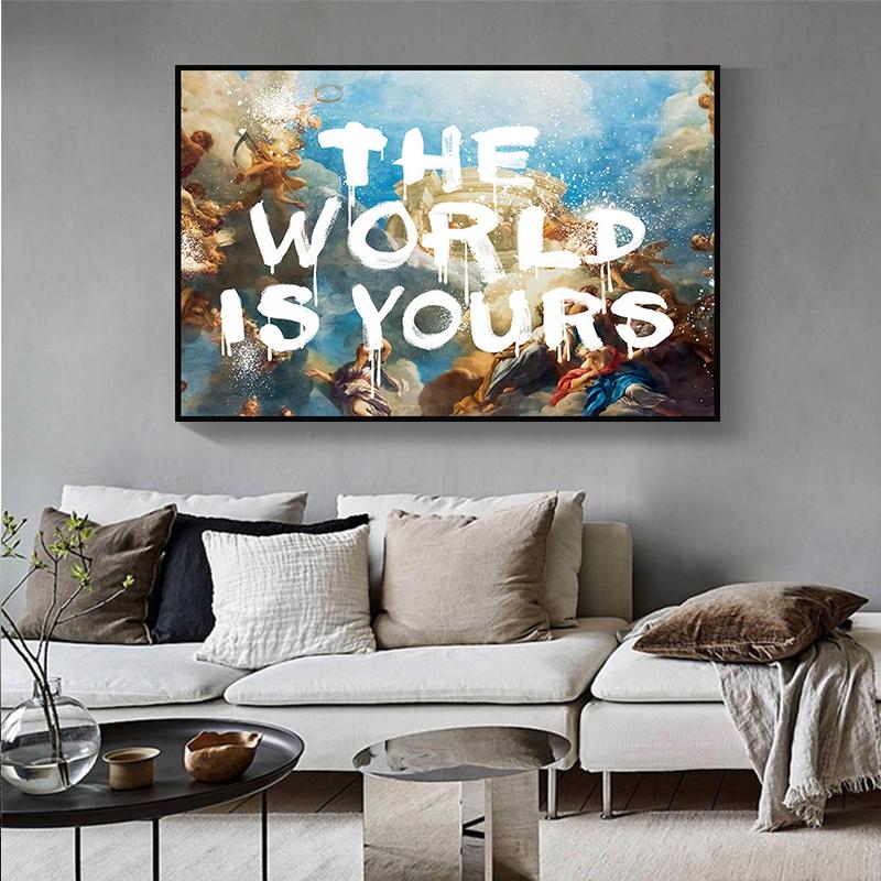 Retro yağlıboya dünya senindir Scarface Trippy PSİKEDELİK posterler ve baskılar oturma odası için tuval duvar sanat resmi