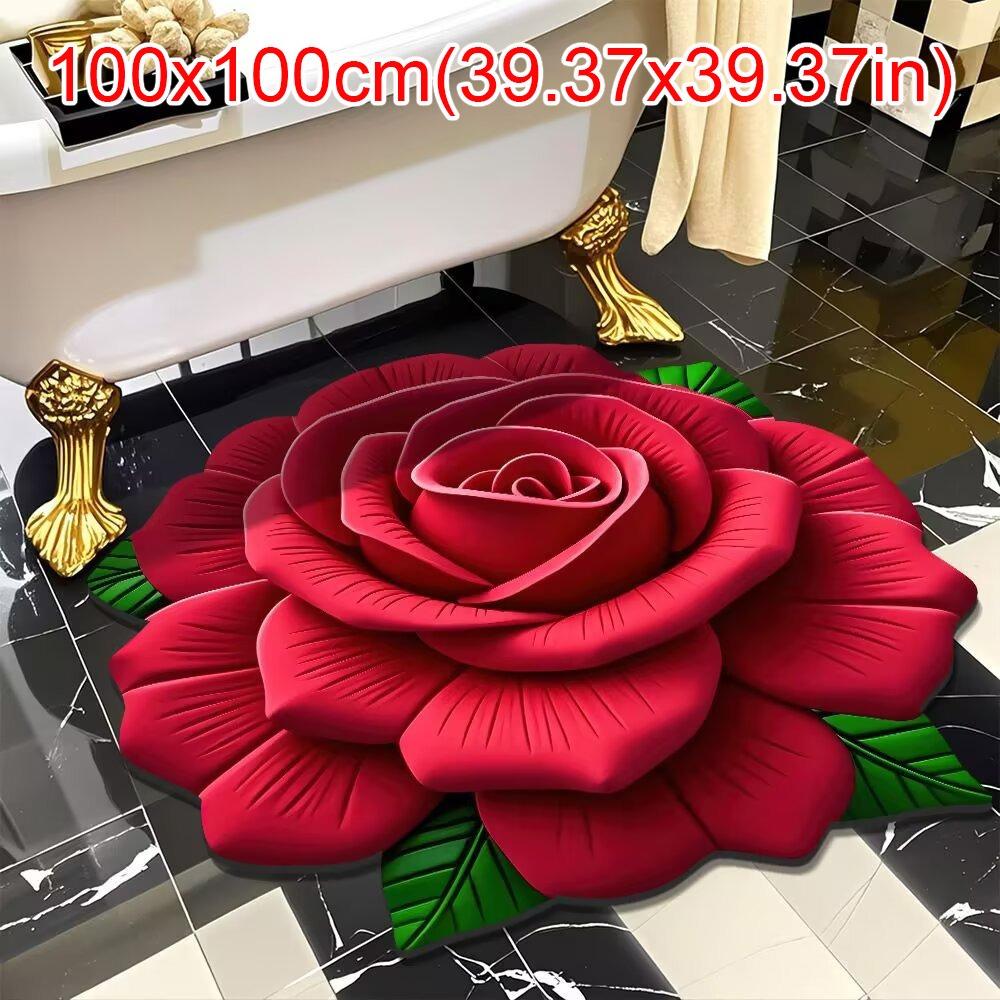 Special-shaped Peony Floor Mat Soft Door Gasket Durable Blanket  for Living Room Tea Table Bedside