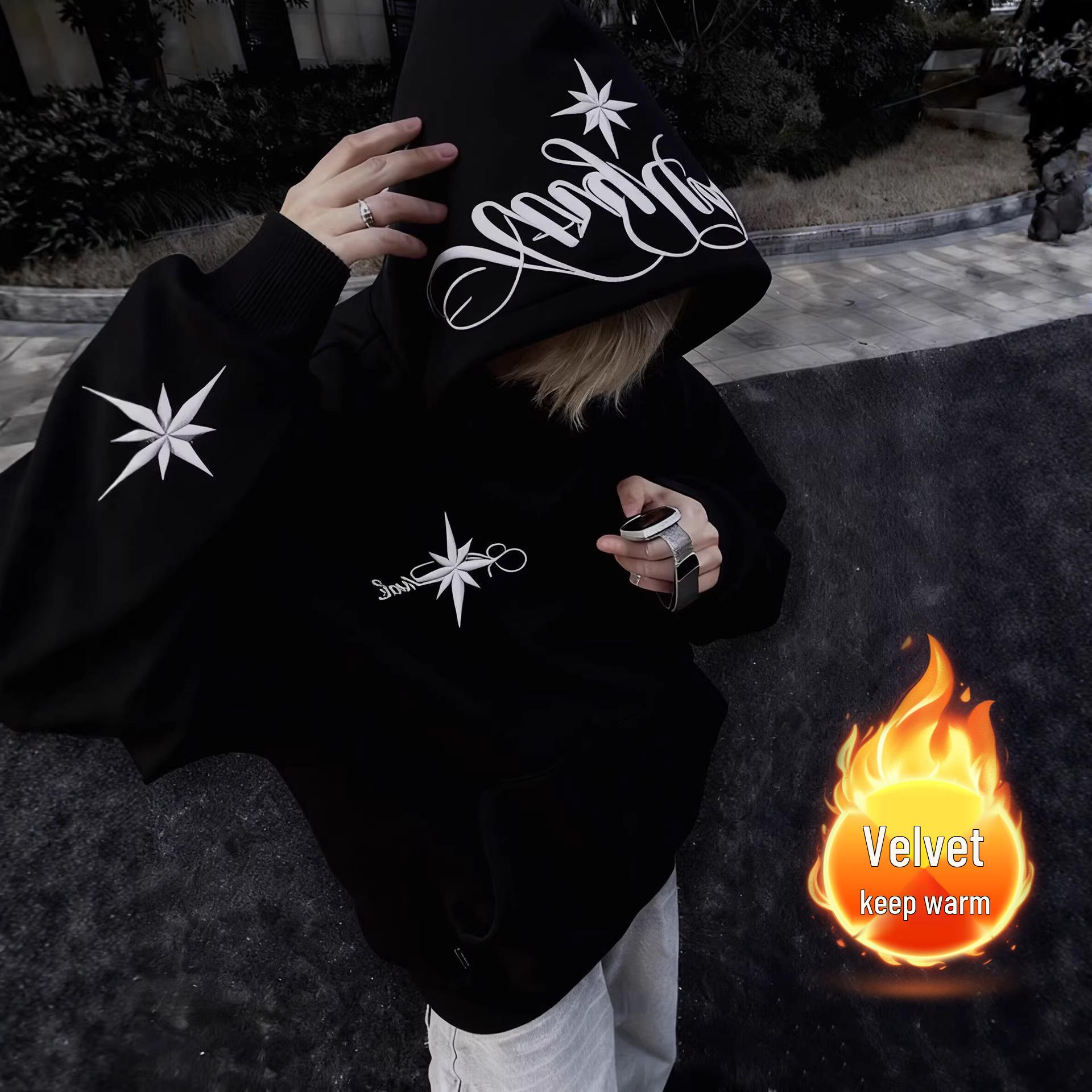 Polaris Embroidered Unisex Fleece Hoodie - Trendy Streetwear Style Medium
