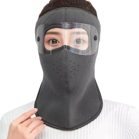 Winter Cycling Fleece Face Guard with Goggles Men Women Cold Weather Outdoor Clear Vision Windproof Antifog Goggle Thermal Full Face Guard