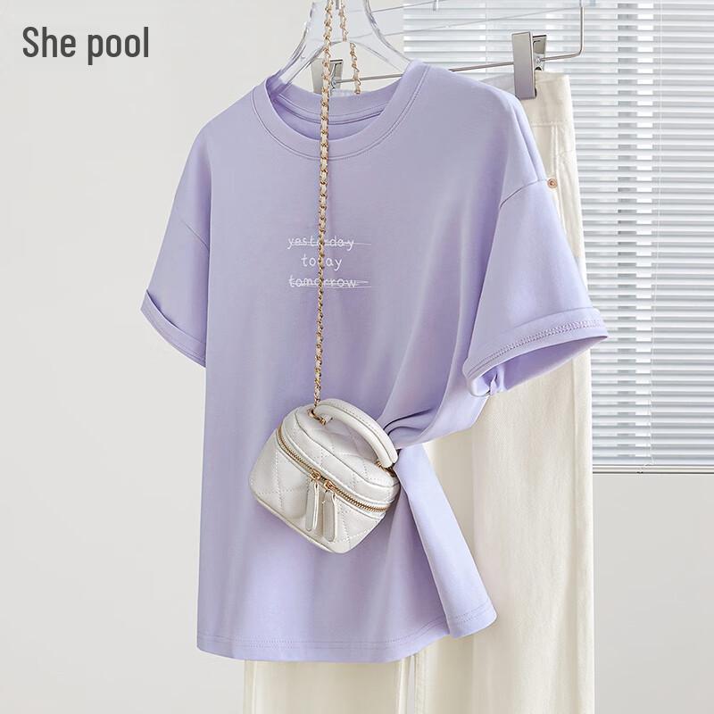 Tachi Women s 2026 Summer Letter Print Loose Fit Round Neck T-shirt L