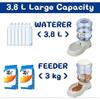 FAYDUDU Cat Water Fountain Automatic Cat Food Dispenser Automatic Water and Food Dispenser 3.8L for Cat and Dog (Feeder+Water Feeder, Style B)