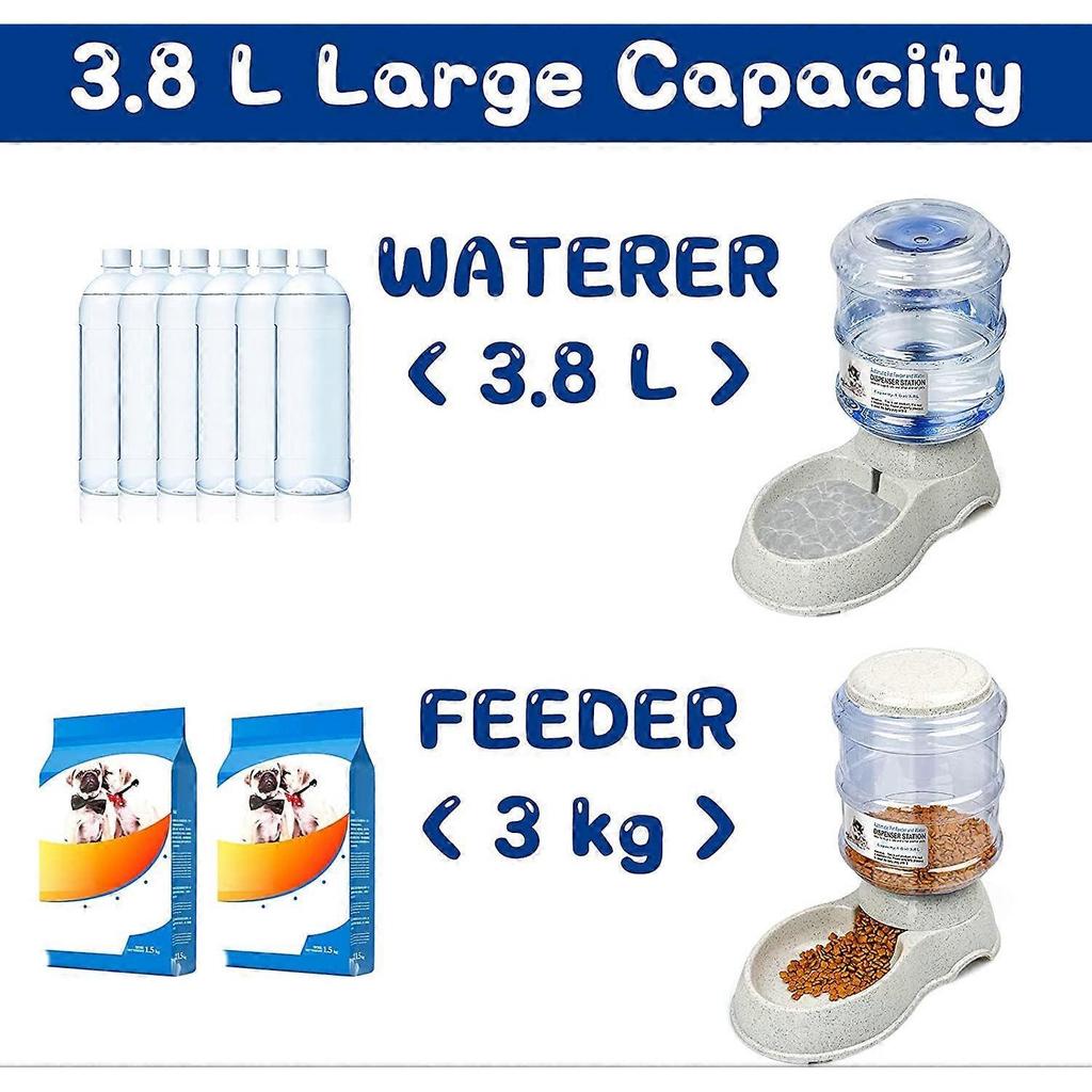 FAYDUDU Cat Water Fountain Automatic Cat Food Dispenser Automatic Water and Food Dispenser 3.8L for Cat and Dog (Feeder+Water Feeder, Style B)
