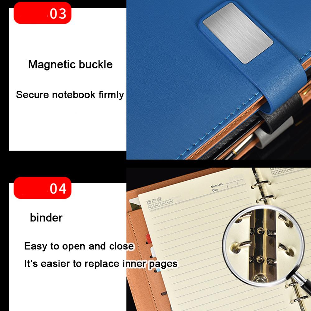 (Logo can be engraved) A5 buckle leather student subject notebook, business loose-leaf notebook, office meeting minutes, thickened diary, travel log