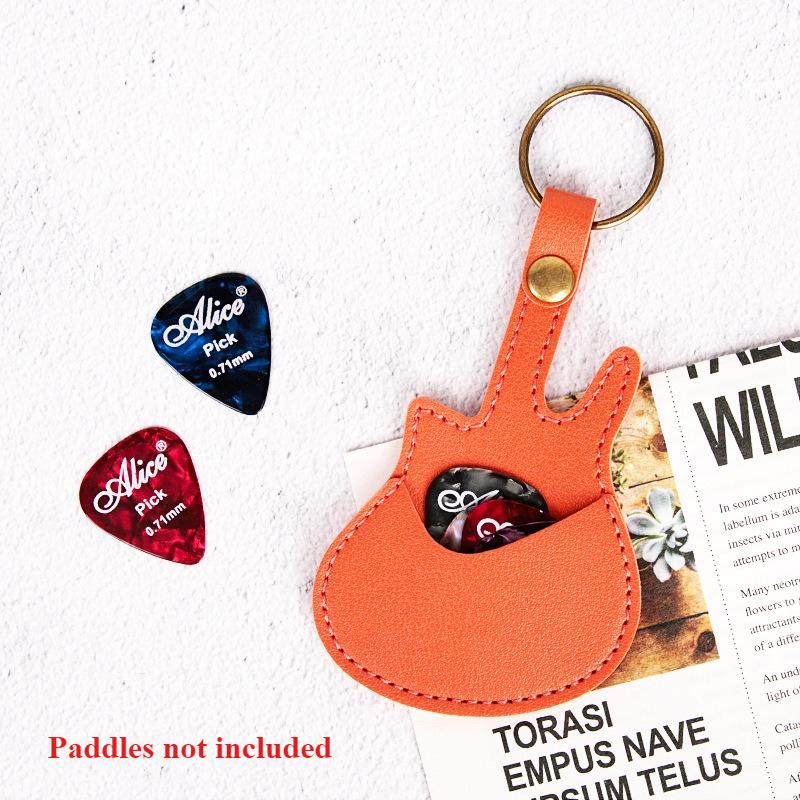 1PC Leather Guitar Pick Bag Pick Holder Case Guitar Shape with Key Ring Guitar Accessories Instrument Accessories