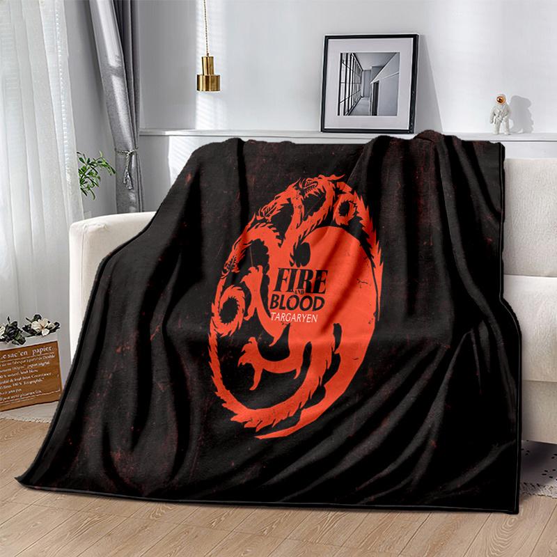 Fire and Blood Targaryen Dragon Logo HoodiePrint Blanket, Soft Blanket For Sofa Office Bed And Travelling Daughter Birthday Gift Esj340