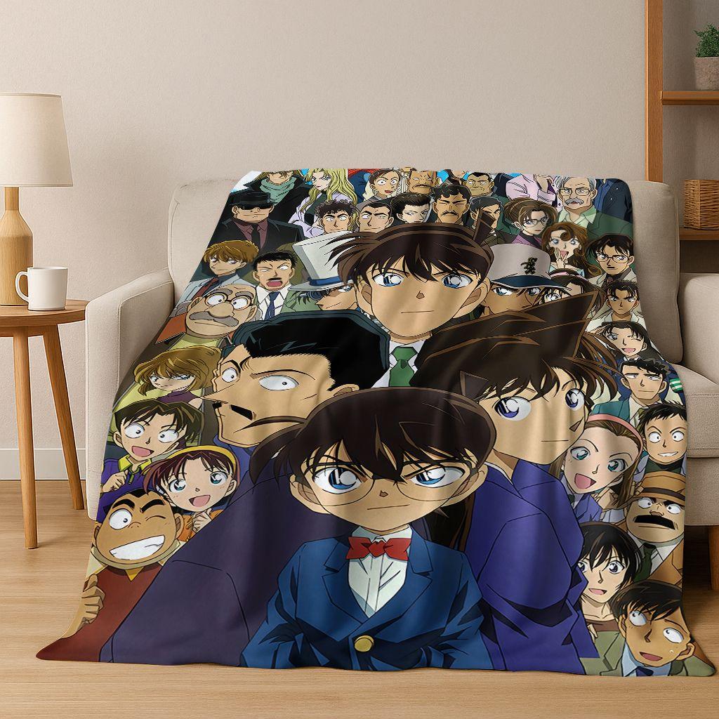 Retro Anime Detective Conan Cartoon Flannel Blanket,Warm and Cozy Soft Throw Blanket for Home Bedroom Bed Sofa Picnic Cover Kids