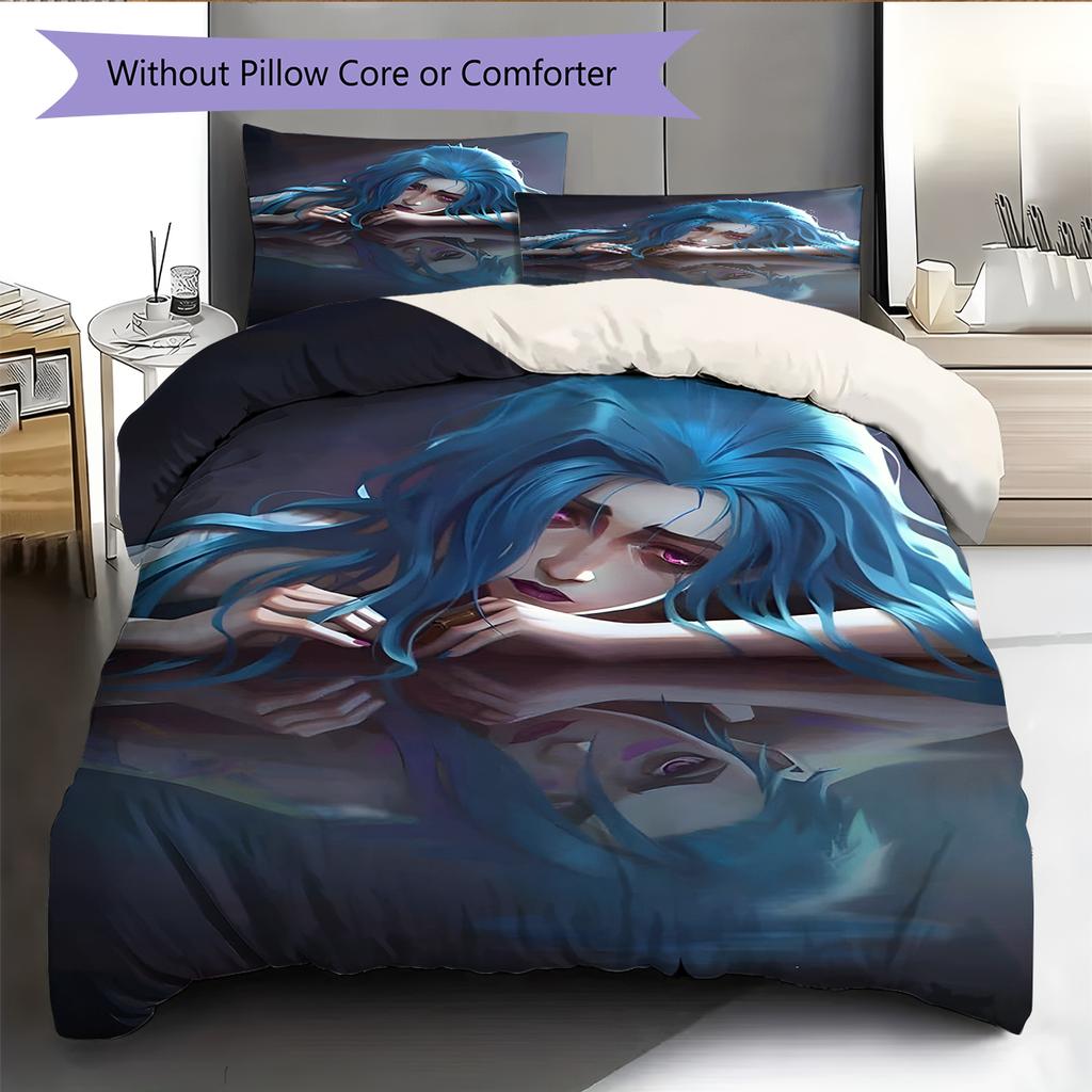 Set Copripiumino Trapuntato con Motivo Anime Federe Decorazione Casa Regalo di Compleanno (1 * copripiumino + 2 * federa, senza nucleo)