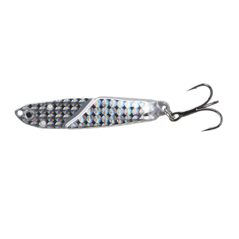 Zinc Alloy Long Cast Iron Plate Lure with Reinforced Treble Hook for Bass, Mandarin Fish, and Perch