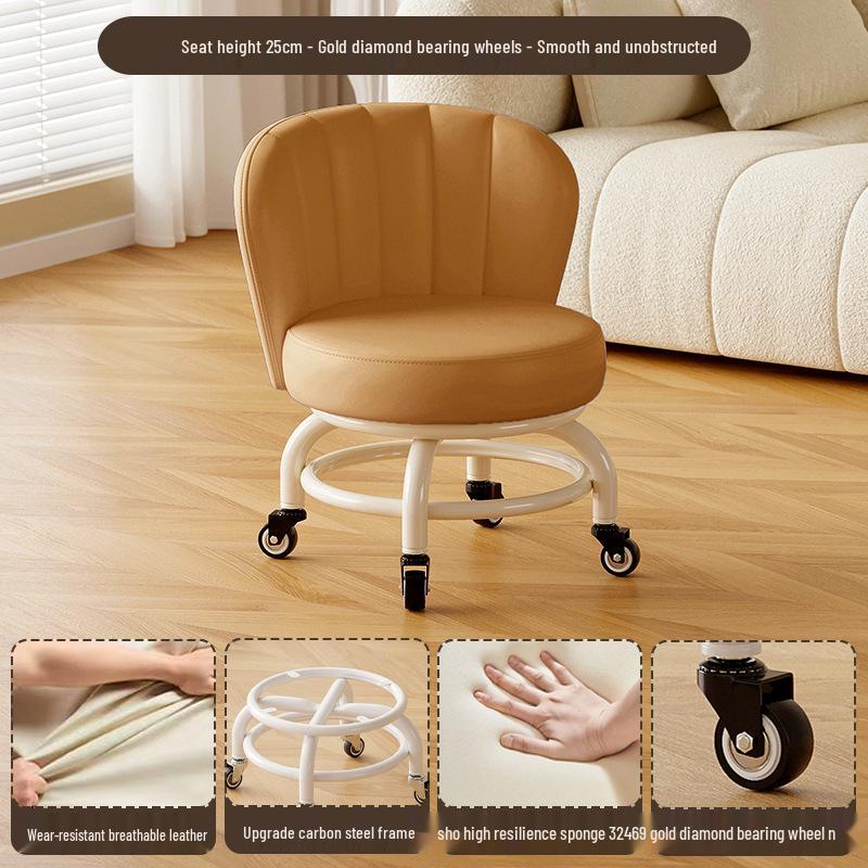 Children's Rotating Stool with Backrest and Silent Wheels