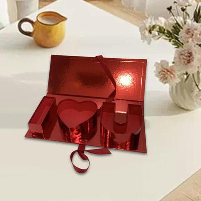 Boîte Cadeau Fleurie Remplissable i Heart U Boîtes d'Emballage en Forme de Lettre avec Couvercles Love You pour