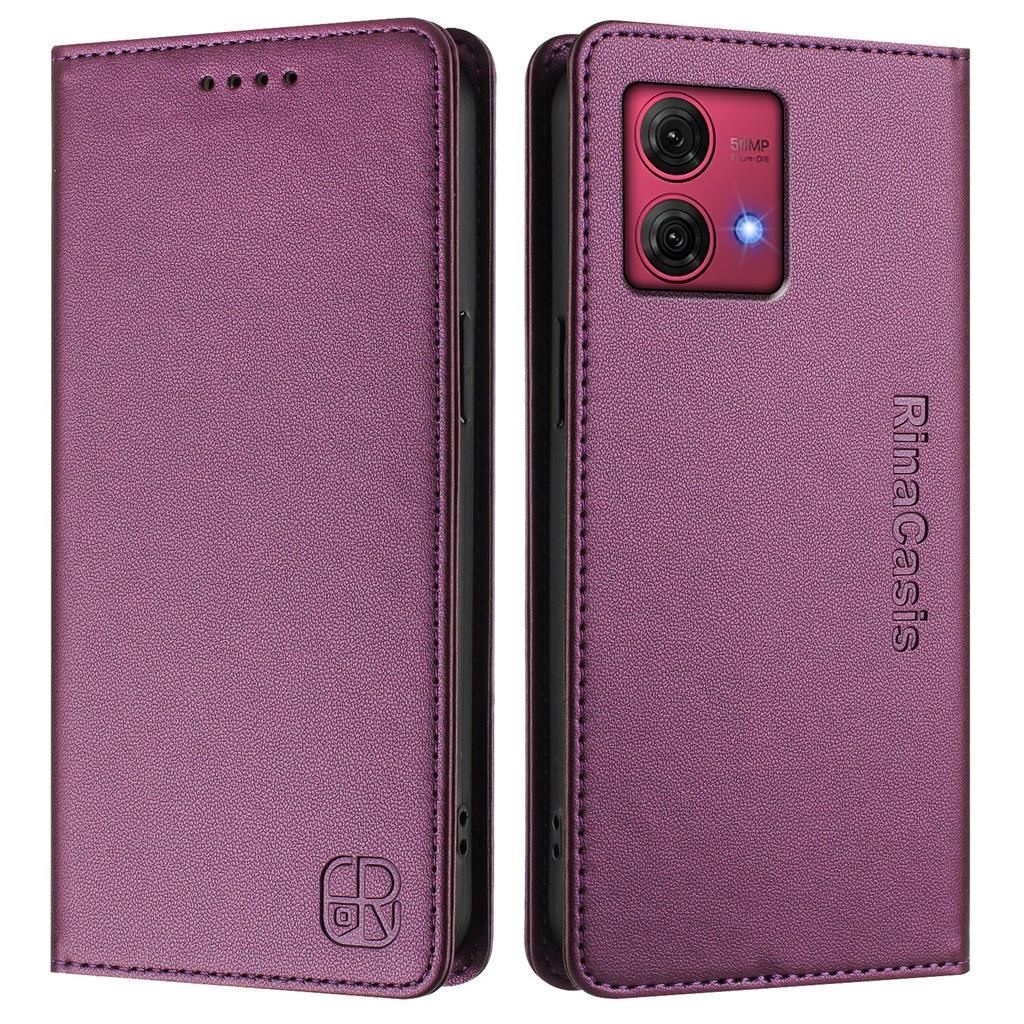 For Motorola Moto G84 5G Leather Case RINACASIS RC01 Phone Cover with RFID Blocking Wallet Stand