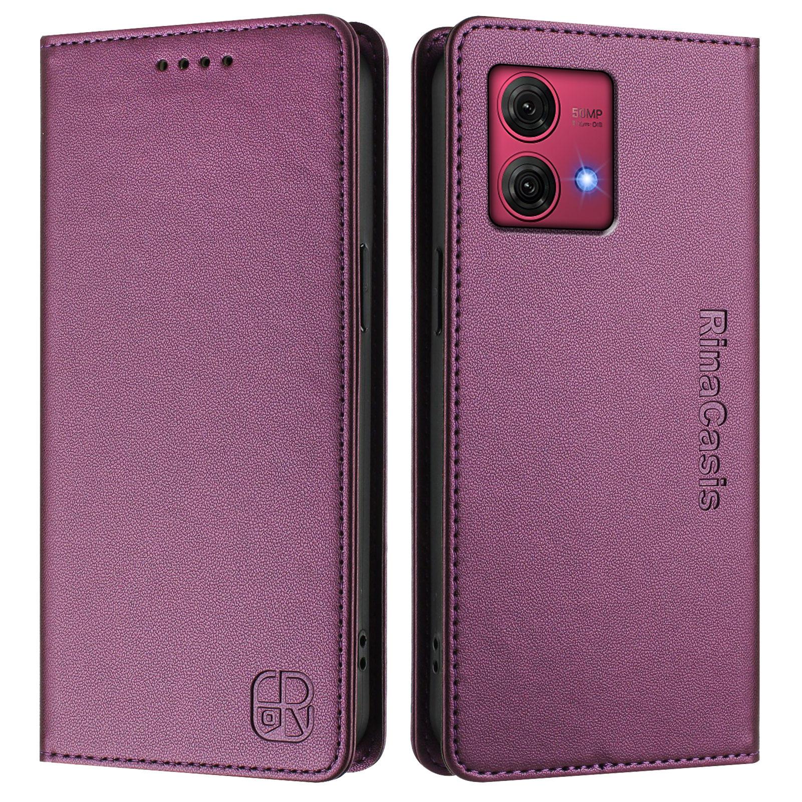 

For Motorola Moto G84 5G Leather Case RINACASIS RC01 Phone Cover with RFID Blocking Wallet Stand Violet