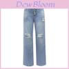 European Style Denim Jeans For Women With Ripped Design And Comfort Fit For Casual Wear
