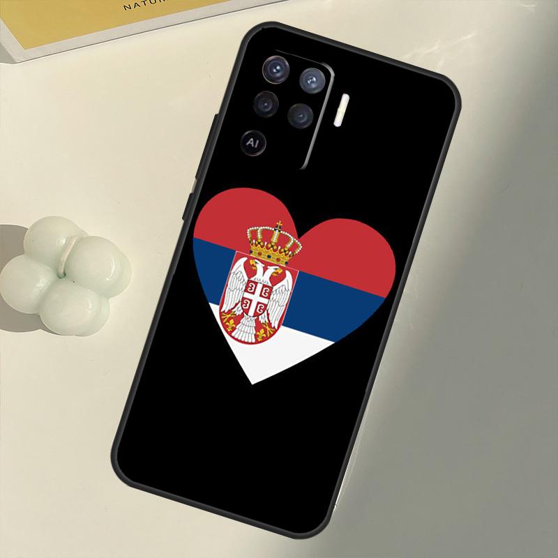 Cool pouzdro s vlajkou Srbska pro OPPO A53 A53S 2020 A5 A9 A31 A52 A72 A94 A74 A54 A83 A91 A93 A16 A15 Zadní Coque