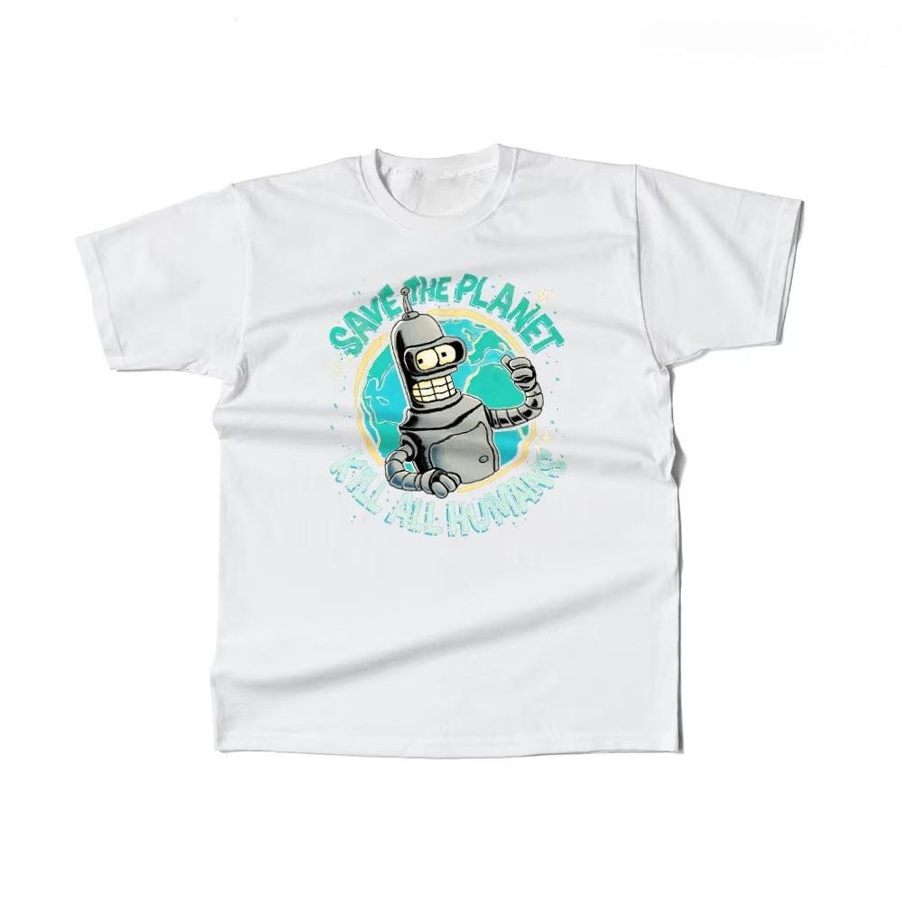 Mens Cotton Save the Planet Kill All Humans Graphic Retro Funny T Shirt Street Casual Style Tee for Men and Women