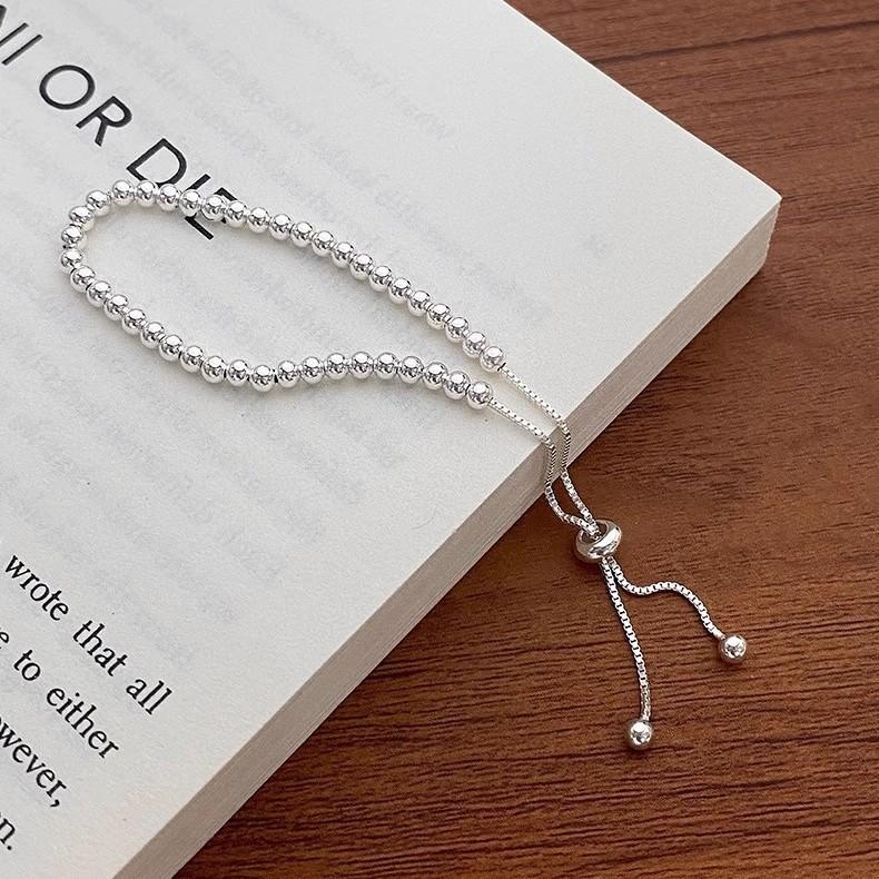 Pulseira Ajustável de Contas Redondas Brilhantes, Simples, Moderna, Personalizada, Versátil, Leve
