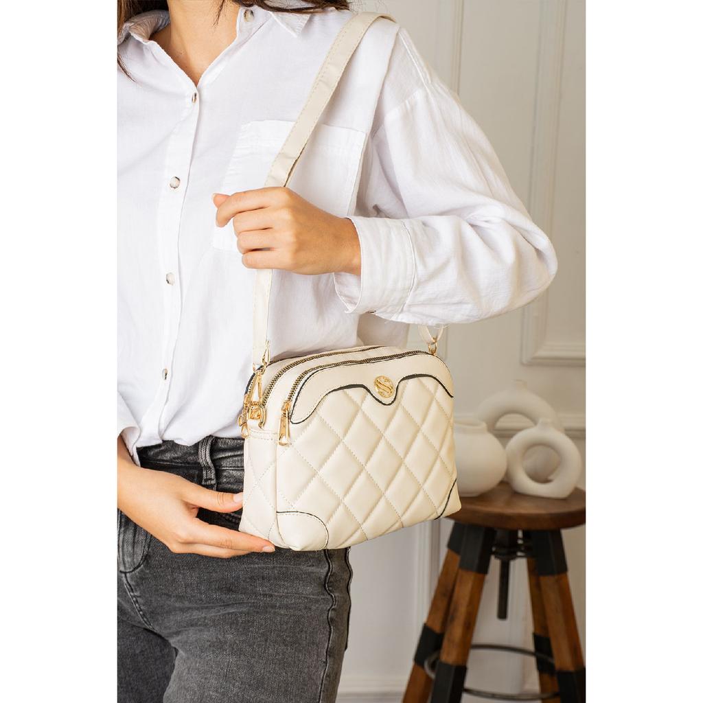 Verstellbare Schulter- und Umhängetasche für Damen mit Kreuzriemen und 4 Fächern