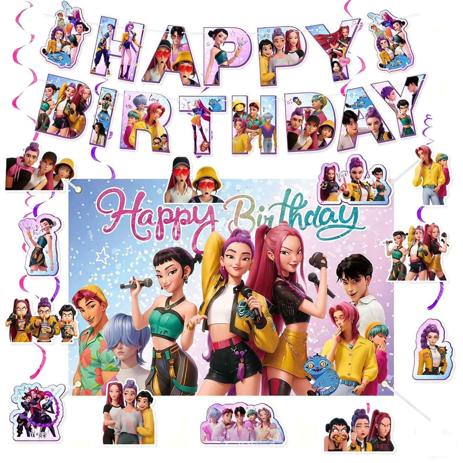 

Birthday Theme Party Decoration Banner Pull Flag Cake Flag Balloon- Set One Size