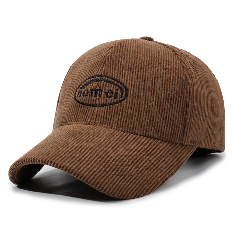 Corduroy Cap Letter Embroidery Baseball Cap for Men Women Outdoor Cap