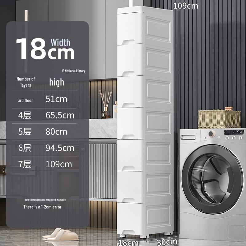 Thick 25cm Ultra-Narrow Storage Cabinet: Kitchen & Bathroom Plastic Drawer Shelf