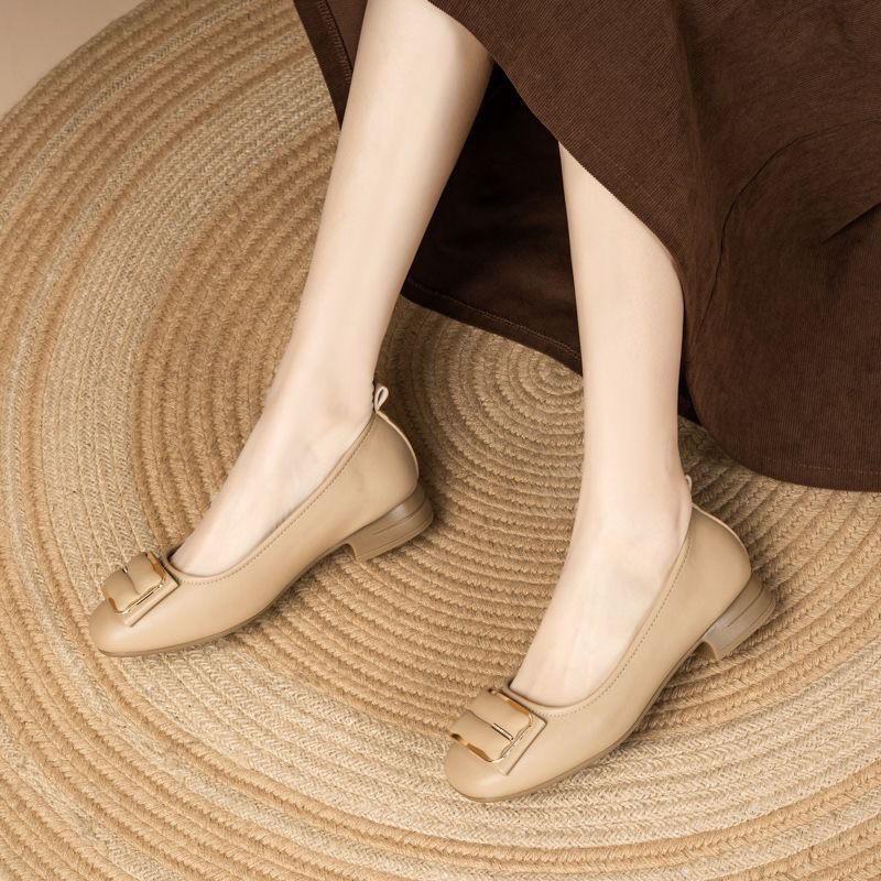 Doudou Shoes Women's New Spring and Summer Shoes Medium and Old with Skirts, Soft Soles and One Pedal, Shallow Single Shoes