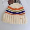 Trendy Striped Knitted Hat Breathable Winter Pullover Hat Casual Wool Hat  Spring and Summer