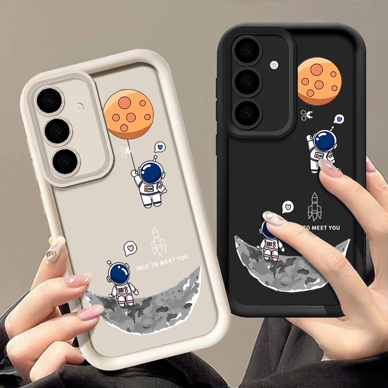 Soft Case For Samsung Galaxy S24 FE S25 Edge S22 S23 Ultra A56 A36 A26 A55 A16 A15 A35 A25 A14 A54 Cute Astronaut Phone Cover