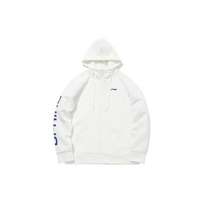 Li Ning Sports Fashion Series Logo Print Fleece Warm Hooded Sweatshirt Unisex Sweatshirt Off-White AWDPD23-18