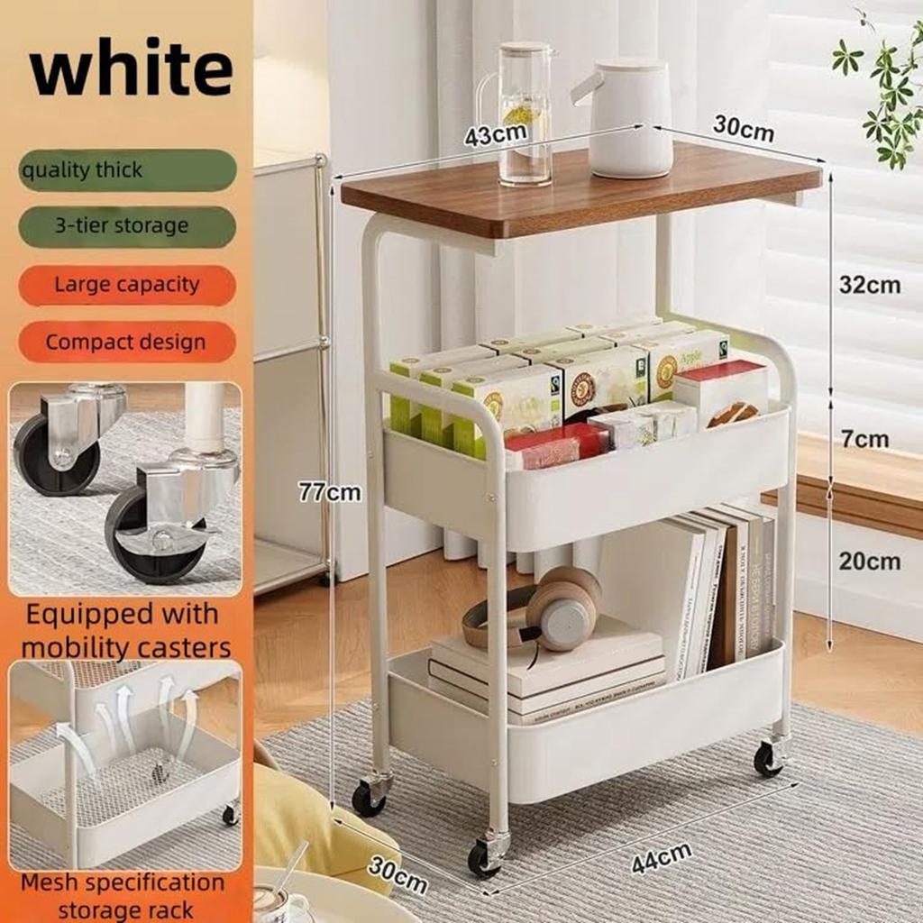 Multifunctioneel Mobiel Opbergrek Met 3 Planken En 4 Wielen Perfect Voor Woonkamer Slaapkamer Studentenkamer Of Werkplaats