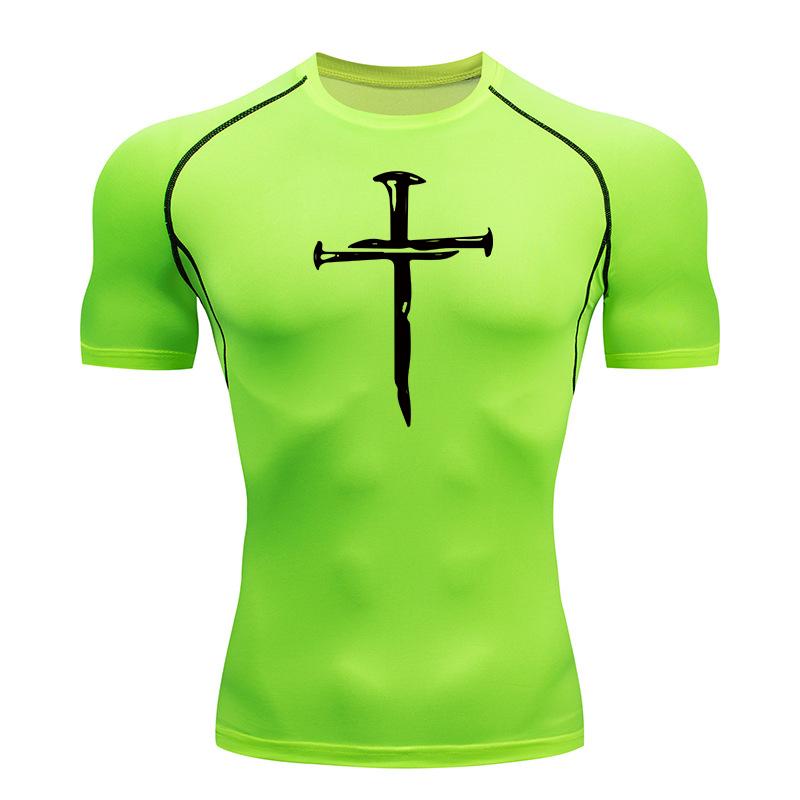 Magliette a Compressione per Allenamento Cristiano Magliette Sportive Asciugatura Rapida Uomo Palestra Fitness Maglie Intime Top Manica Corta Rash Guard