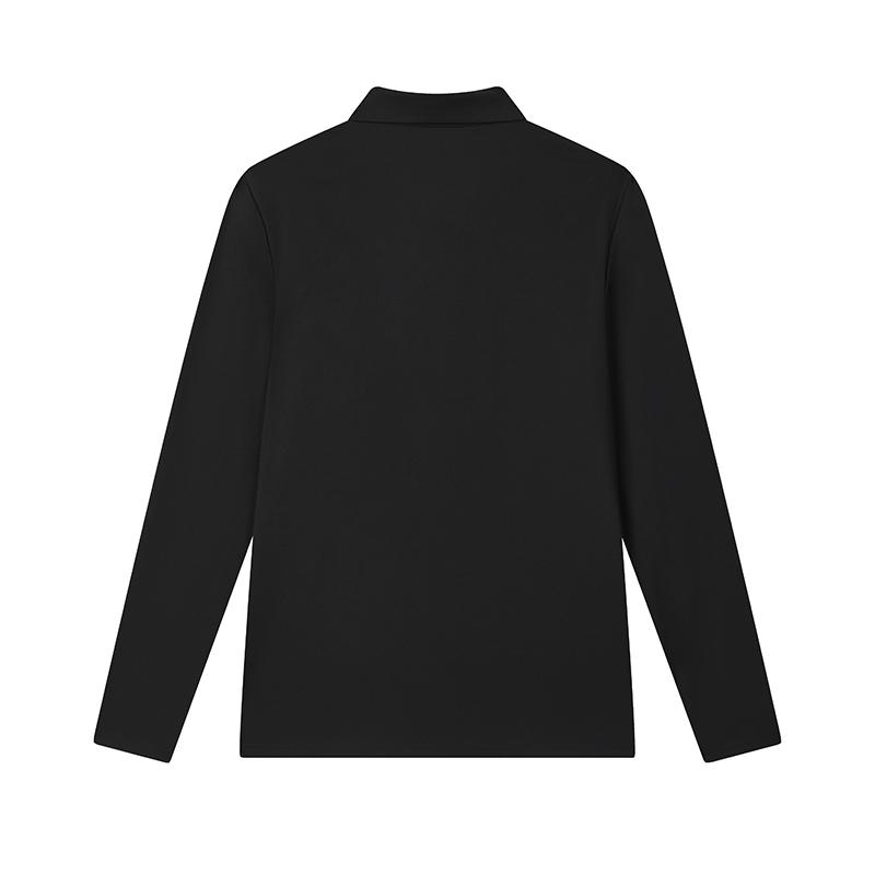 Fila Comfortable Knitted Long Sleeve Polo Shirt Men Tops Black F11M513206F-BK