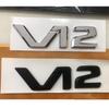 Chrome Black V12 V 12 Letters Sides Fender Badges Emblems for Mercedes Benz MAYBACH S500L S600L S63 S65 S65L AMG