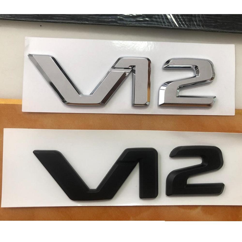 Chrome Black V12 V 12 Letters Sides Fender Badges Emblems for Mercedes Benz MAYBACH S500L S600L S63 S65 S65L AMG