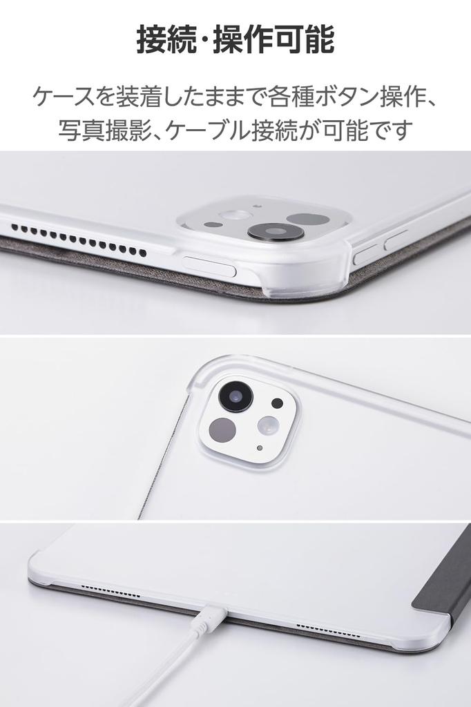 Elecom IPad Pro Case Cover with Two Adjustable Angle Clear Sleep 13-inch (M4) Settings, Flap, Mode, Black, TB-A25PLWVBK