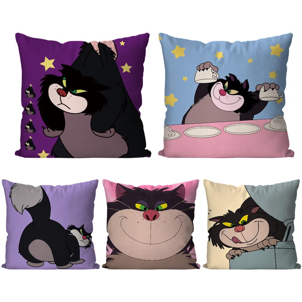 Cartoon Cute L-Lucifer Cat Pillow Case Square Pillow Bedroom Sofa Leisure Comfort Cushion Car Living Room Home Decoration 40X40