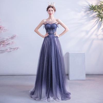 Banquet Annual Performance Evening Dress 1011 New Summer Temperament Generous Dress Skirt Xingyao Gradual Change Blue Starry Sky Skirt