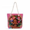Multifunctional Rose Girl Printed Thick Rope Shoulder Beach Bag Casual Large Capacity Handbag 0247