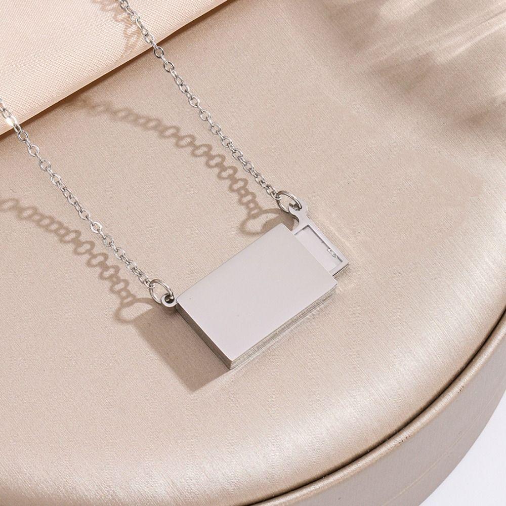 Регулируемый кулон-конверт для фото Ручная работа Парный медальон Ожерелье-конверт для фото Летний пляж серебряный