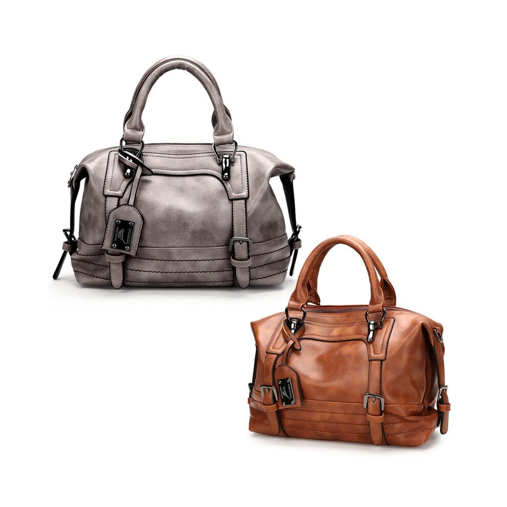 Brown PU Leather-Style Women's Messenger Bag - Shoulder Tote Satchel with ID & Phone Pockets, Zippered Compartments