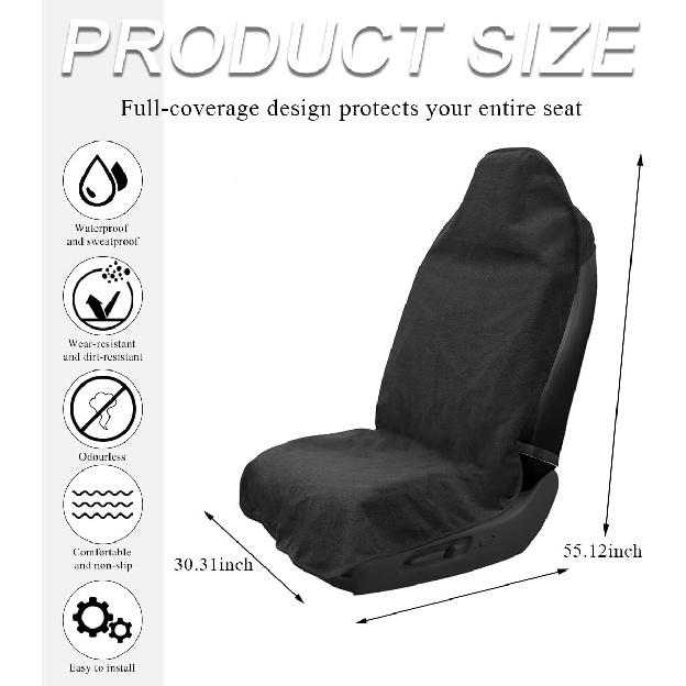 Waterproof Car Towel Seat Cover, Sweating Non-Slip Premium Towel Carseat Cover Protector, Universal Soft Machine Washable Car Truck SUV Front Seat