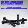 370pcs/12.9 Grade Black Hex Socket Head Cap Screws, Nuts, and Flat Washers Set; DIN912 Metric Bolt Fastener Set; M4 and M5 Bolts