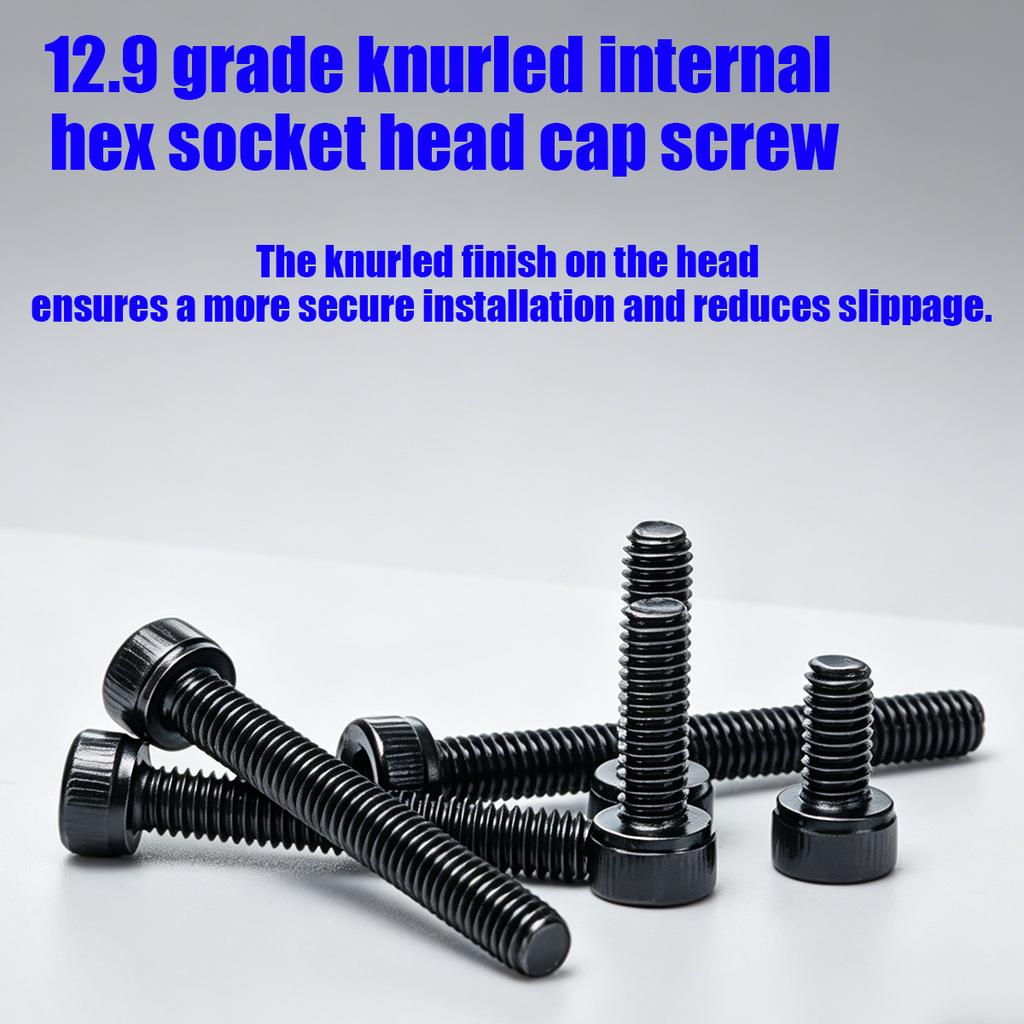 370pcs/12.9 Grade Black Hex Socket Head Cap Screws, Nuts, and Flat Washers Set; DIN912 Metric Bolt Fastener Set; M4 and M5 Bolts