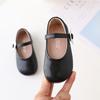 Fashion 2024 New Girls White Leather Shoes Children Flat White Shoes Girls Flower Girl School Dress Shoes Toddler Girl Footwear
